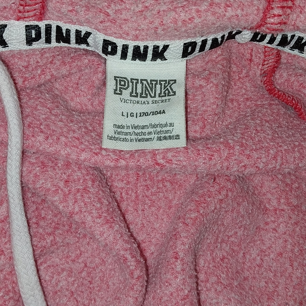 Pink Zip-Up Hoodie with White Logo Sz L - Picture 4 of 10